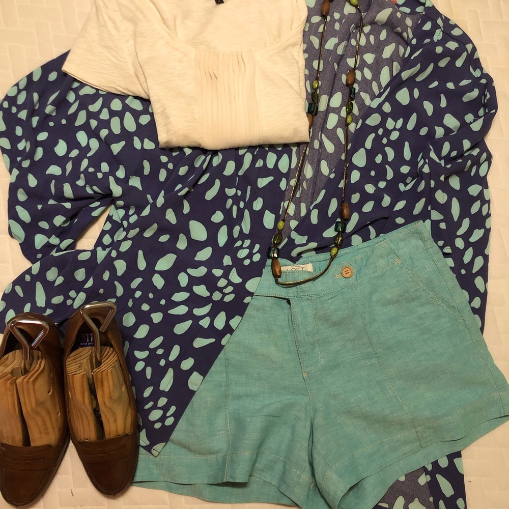 Loft, teal green shorts.